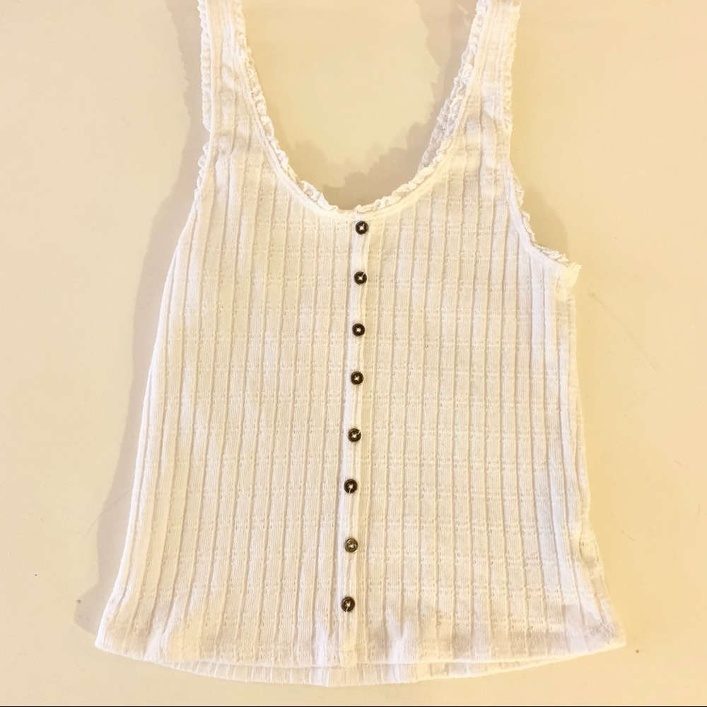 American Eagle White Button Down Crop Top
